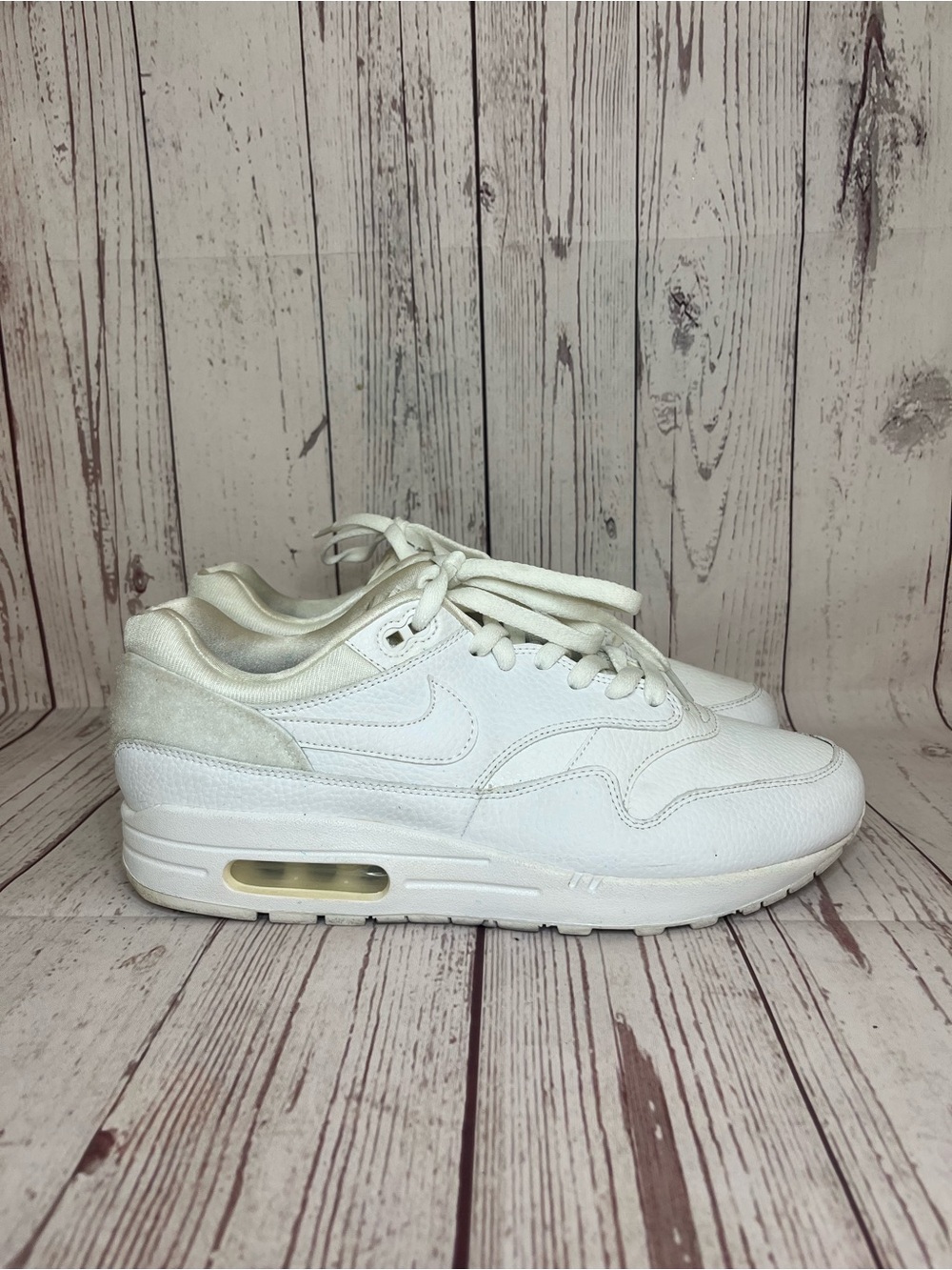 Nike Air Max Patches Women Tumbled Leather Shoe White AQ7826-100 Size 12